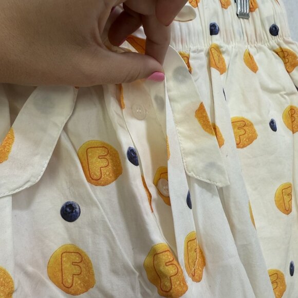 Flan Shorts Men XL White Blueberry Pancake Print Cotton Drawstring Pocket Brunch - Picture 11 of 15